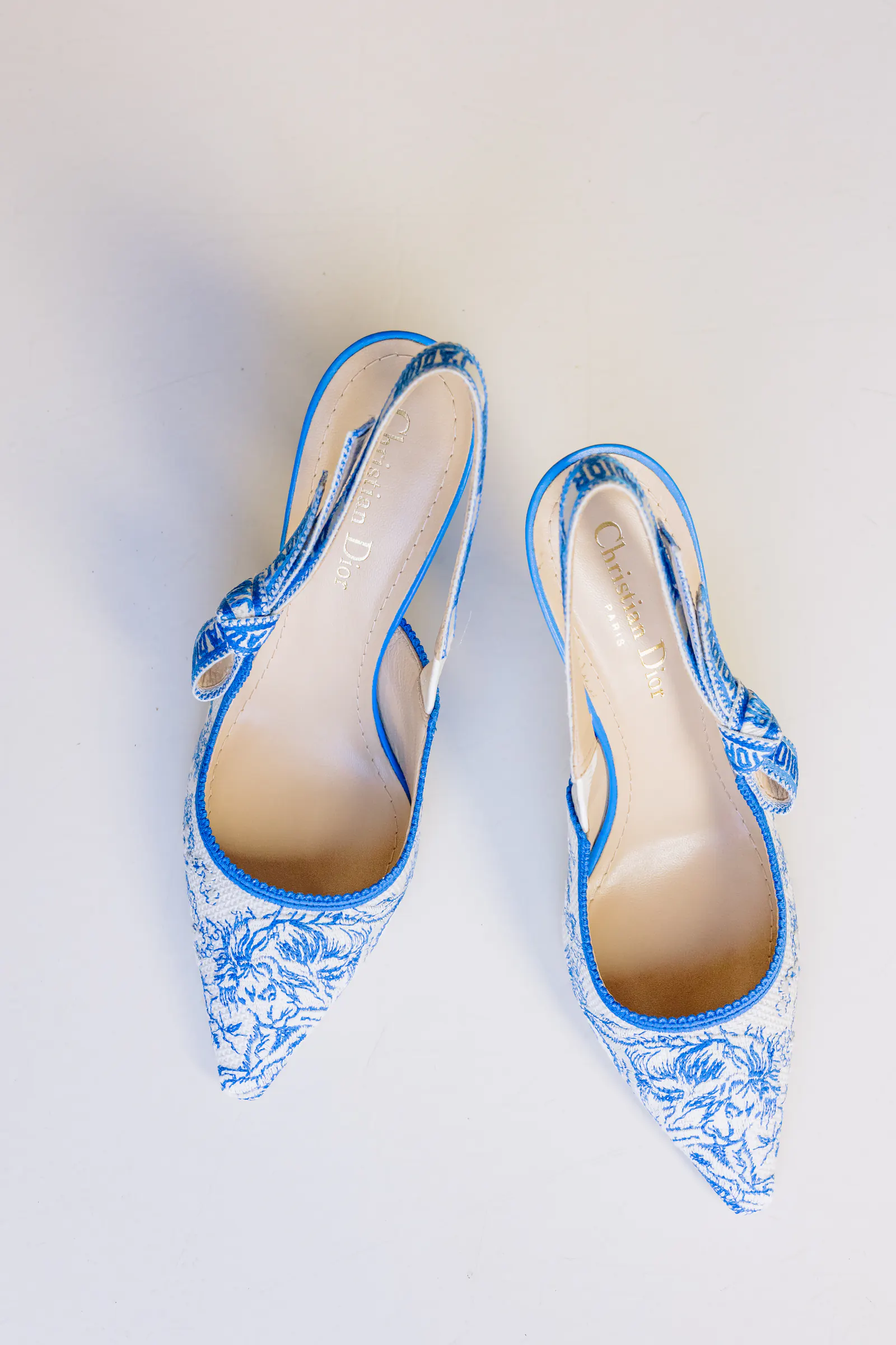 Blue patterned bridal heels